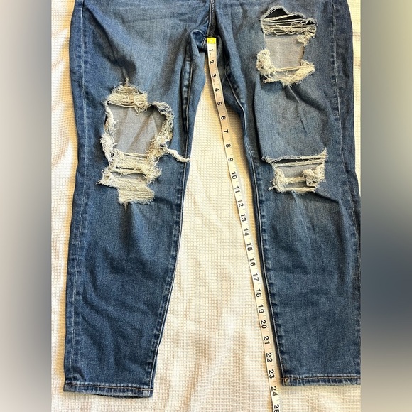 American Eagle Next Level Stretch Hi-Rise Jegging Distressed Blue Jeans 18 Short - Picture 8 of 16